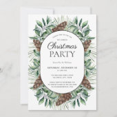 モダンなウィンター　ファイン　クリスマスツリーのパーティーへの招待状 招待状 (正面)