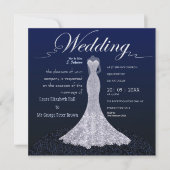 モダンなウェディングドレスの結婚式招待状 ポストカード (正面)