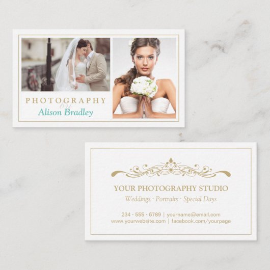 モダンなウェディングフォトスタジオ エレガントでスタイリッシュ 名刺 (正面/裏面)