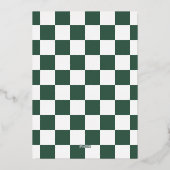 モダンなウェーブエッジ チェック グリーン フォト クリスマス 箔招待状 (裏面)