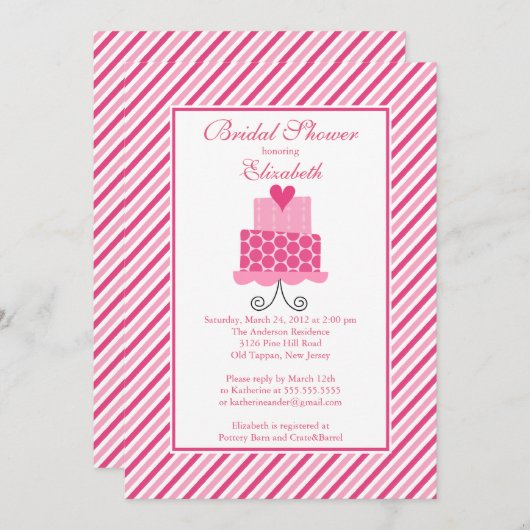 モダンなウエディングケーキのブライダルシャワーの招待状 招待状 (正面/裏面)