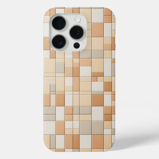 モダンなウォームベージュ＆ピーチモザイク携帯ケース アース Case-Mate iPhoneケース (裏面)