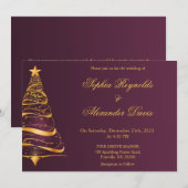 モダンなエレガンスなミニマリストのクリスマスツリーの結婚式 招待状 (正面/裏面)