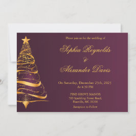 モダンなエレガンスなミニマリストのクリスマスツリーの結婚式 招待状