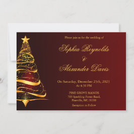 モダンなエレガンスなミニマリストのクリスマスツリーの結婚式 招待状