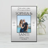 モダンなエレガンスの写真で飾る結婚記念日 招待状 (スタンド正面)