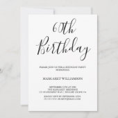 モダンなエレガンス 黒と白の60歳の誕生日 招待状 (正面)