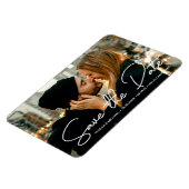 モダンなエンゲージメントフォト セーブ・ザ・デートのスクリプト マグネット (左側)