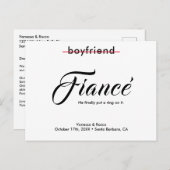 モダンなエンゲージメント発表リングで結婚しよう 案内ポストカード (正面/裏面)