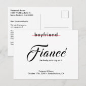 モダンなエンゲージメント発表リングをはめて 案内ポストカード (正面/裏面)