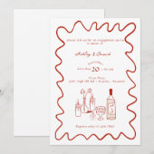 モダンなエンゲージメント | 遊び心のある結婚式の招待状 招待状 (正面/裏面)