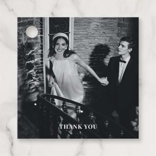 モダンなオシャレ写真の結婚式のお礼 フェイバータグ (正面)