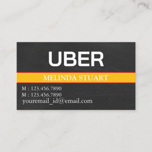 モダンなオペレーター名入りUberドライバー 名刺 (正面)