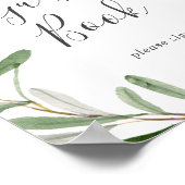 モダンなオリーブの枝のゲストブックサイン ポスター (角)