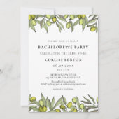 モダンなオリーブの枝を使った独身最後のパーティー 招待状 (正面)