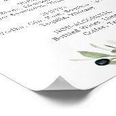 モダンなオリーブの枝 ウェディングドリンクメニュー看板 ポスター (角)