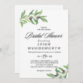 モダンなオリーブの枝 ブライダルシャワー招待状 招待状 (正面/裏面)