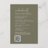 モダンなオリーブグリーンの結婚式週末イベント エンクロージャーカード (正面)