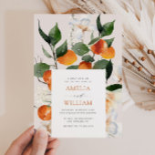 モダンなオレンジのウェディング招待状 招待状