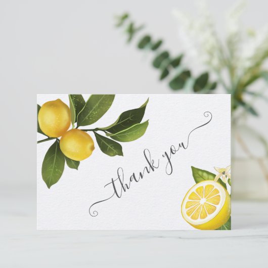 モダンなオレンジの花のウェディングシャワー サンキューカード (スタンド正面)