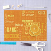 モダンなオレンジタイポグラフィのフルーツの切れ 薄葉紙 (クラフト)