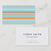 モダンなオレンジ及び水のストライプなティール(緑がかった色)のモダンは縞で飾ります 名刺 (正面/裏面)