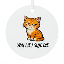 モダンなオレンジ猫の陶器クリスマスオーナメント