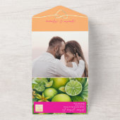 モダンなオレンジ色のフルーツウェディング オールインワン招待状 (外側)