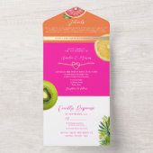 モダンなオレンジ色のフルーツウェディング オールインワン招待状 (内側)