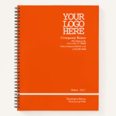 モダンなオレンジ色の会社ロゴ |グパーソナライズされたラフ ノートブック (正面)