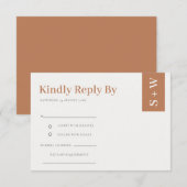 モダンなオレンジ色の錆 タン ウェディング RSVP エンクロージャーカード (正面/裏面)