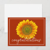 モダンなオレンジ＆イエローのひまわり お祝いカード ポストカード (正面/裏面)