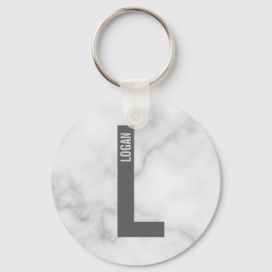 モダンなオーダーメイドの個性的なイニシャルと名前 キーホルダー (正面)