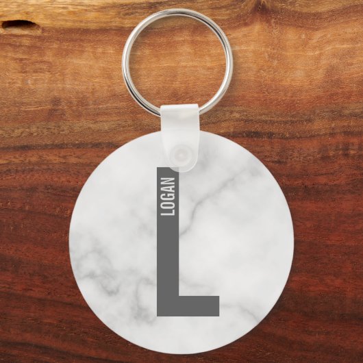 モダンなオーダーメイドの個性的なイニシャルと名前 キーホルダー (正面)