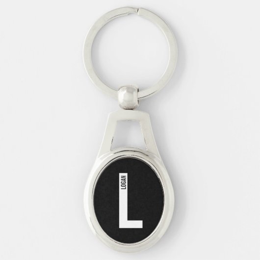 モダンなオーダーメイドの個性的なイニシャルと名前 キーホルダー (正面)