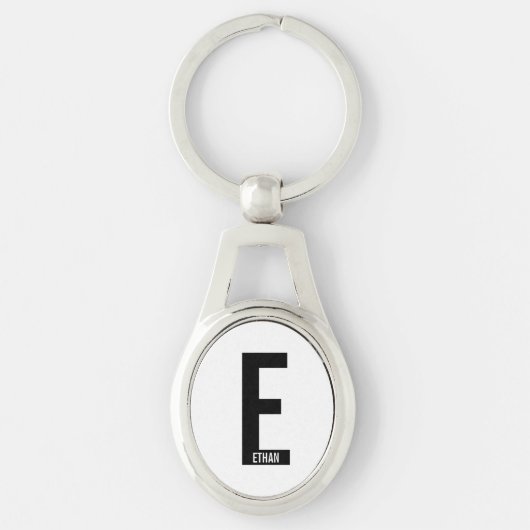 モダンなオーダーメイドの個性的なイニシャルと名前 キーホルダー (正面)