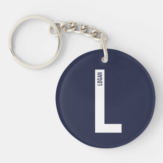 モダンなオーダーメイドの個性的なイニシャルと名前 キーホルダー (正面)