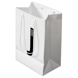 モダンなオーダーメイドの個性的なイニシャルと名前 ミディアムペーパーバッグ