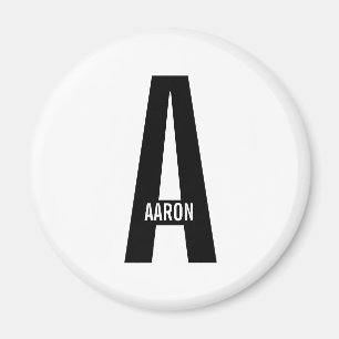 モダンなオーダーメイドの太字モノグラムと名前 マグネット