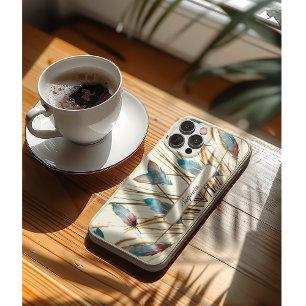 モダンなオーダーメイド ティールローズフェザー自然芸術 iPhone 11 PROケース