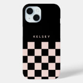 モダンなオーダーメイド 黒とクリーム色の市松模様 Case-Mate iPhoneケース (裏面)
