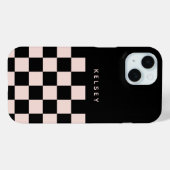 モダンなオーダーメイド 黒とクリーム色の市松模様 Case-Mate iPhoneケース (裏面 (横))