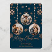 モダンなオーナメントの写真が付いたクリスマスカード 箔シーズンカード (正面)