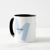 モダンなオーバサイズのモノグラムイニシャル&名前入りコーヒー マグカップ (正面左)