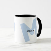 モダンなオーバサイズのモノグラムイニシャル&名前入りコーヒー マグカップ (正面右)