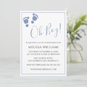 モダンなオーボーイ！フットプリントのベビーシャワーの招待状 招待状 (スタンド正面)