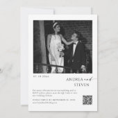 モダンなオールインワンの黒と白の結婚式 招待状 (裏面)