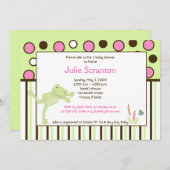 モダンなカエル 赤ちゃんのお披露目 招待状 (正面/裏面)