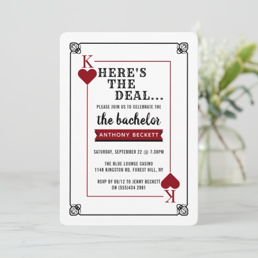 モダンなカジノナイトの独身パーティー招待状 招待状 (スタンド正面)