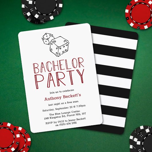 モダンなカジノナイト独身パーティーの招待状 招待状